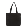 Minimalistische große schwarze Canvas-Einkaufstasche mit praktischer Fronttasche - Schwarz