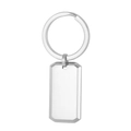 Minimalist silver stainless steel keychain with a blank rectangular polished tag charm - Silver Rectangular Tag (KY1198-Z)
