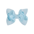 Light blue grosgrain ribbon hair bow clip with textured fabric for girls and women - Light Blue