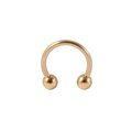 Minimalist golden horseshoe piercing ring with polished metallic finish and dual small balls - Horseshoe Ring / Gold