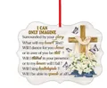 Flat acrylic Christmas ornament featuring cross, lilies, and religious poem with red ribbon - Irregular Shape-Praise Poem