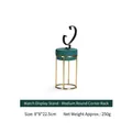 Green velvet watch display stand with gold metal base and black C-ring holder - Circle Watch Stand Medium