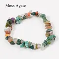 Handmade moss agate bracelet featuring irregular natural crushed stones in earthy green tones - Moss Agate