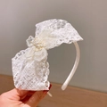 Serre-tête en dentelle blanche avec grand nœud et perle pour anniversaire de petite fille - 6# Grand Nœud Jaune