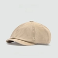 Classic khaki cotton docker hat with visible topstitching in retro workwear style - Khaki