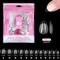 Detailed size chart for almond shaped soft gel nail tips with 11 different specifications - Classic Almond Style (OMB-04)