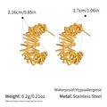 Size chart showing dimensions for irregular hollow line earrings in stainless steel - Golden Twisted Style (YYE023315)