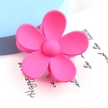 Detail of rose pink matte flower hair claw clip on a minimalist decorative background - Large Flower Style / Rose Red