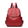 Elegant burgundy leather backpack for women with metal kangaroo logo and anti-theft design - Style 1 / Red