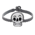 Detail of adjustable gray silicone Halloween bracelet with a cute white skull character - Grey Skull