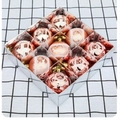 9-piece rose gold Christmas ball ornaments set with white reindeer and snowflake motifs - Rose Gold