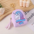 Pink polka dot unicorn mini backpack coin purse with golden keychain and tassel - Pink Polka Dot Pony