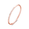 Rose gold stainless steel bracelet with CNC inlaid zircons and rectangular shell inlay - Rose Gold