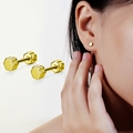 Minimalist hexagonal gold screw-back earrings for women, sleek s925 silver stud design - Plum Shape
