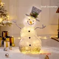 Decorazione natalizia pupazzo di neve floccato da 82cm con 35 luci LED e cappello - 35 LEDs / 82cm / Taglia Piccola K19B-347