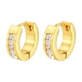 Élégantes boucles d'oreilles créoles en acier doré avec zircons cubiques brillants - 4x9 Rond (Or)