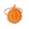 Golden metal napkin ring featuring a creative orange enamel durian fruit design - Durian