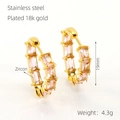 Chic 18k gold plated stainless steel hoop earrings with pink zircon stone details - Pink Zirconia