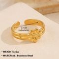 Anello a fiore regolabile in acciaio inossidabile placcato oro 18K con guida taglia 1,7 cm - Oro / Aperto Regolabile