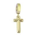Elegant gold titanium steel pendant featuring a polished letter T for DIY jewelry making - Letter T