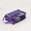 Trousse à maquillage violette en filet avec poignée latérale et fermeture éclair - Grand / Violet