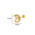Golden moon stud earring with pearl and cubic zirconia detail measuring 0.79cm by 0.67cm - 4# Moon Pearl Style / Gold Yellow