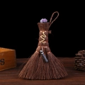 Mini Wicca witch broom with purple crystal amethyst and golden snake charm pendant - Style 12