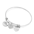 Pulsera MOM ajustable de plata con colgantes de corazón para el Día de la Madre - Color Acero (KB148247-Z)