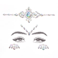 Detailed view of iridescent rhinestones and pearls face jewels for festive makeup - Iridescent AB Pearl (DA-24-1)