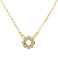 Elegant gold-tone sunflower necklace with white crystals on a delicate cross chain - KC Gold Hollow Flower Style (5346246471033)