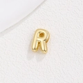 Macro shot of gold-plated 10mm metal letter R charm with a polished finish for DIY bracelets - Letter R / Gold