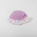 Light purple kids bucket hat with white lace trim and pearl bow accent on flat background - CM8004 Lace Pearl Series / Purple