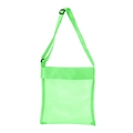 Detail showing the adjustable black buckle and shoulder strap of the green mesh beach bag - With Buckle / Neon Green