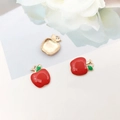 Ciondoli a forma di mela in smalto rosso con bordo in metallo dorato per gioielli fai da te - Mela Frutta 12x15mm