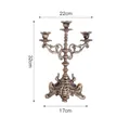 Franse retro 3-armige gouden gietijzeren kandelaar met gravures en een hoogte van 32cm - Europese Retro 3-armige Kandelaar 8420