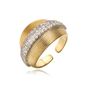 Luxe gold plated adjustable ring with textured spiral bands and sparkling zircon row - Adjustable Open / Gold (14338)