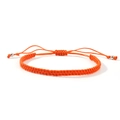 Handmade orange braided rope bracelet featuring adjustable sliding knot and silver beads - Orange
