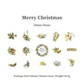 Christmas gold foil PET stickers featuring 15 botanical designs in 30 pieces set - Merry Christmas 30 Sheets