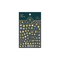 Floral nail stickers with green leaves and blue flowers on white background, TS-1331 - TS-1331 Spring Vibe
