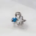 Pince à cheveux en alliage argenté avec coquillage en émail bleu et breloque étoile de mer - Étoile de Mer et Coquillage Bleus / 2cm