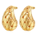 Pendientes de gota en acero inoxidable chapado en oro de 18 quilates con textura trenzada - Pendientes de Gota de Malla Fundida Oro