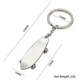 Portachiavi creativo in metallo argento a forma di skateboard con ruote mobili - X-1537 Skateboard / Argento