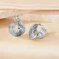 Pair of minimalist silver twisted hoop earrings made of 316L stainless steel - 20mm (PJER300) / Silver