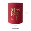 Rode kerstcadeaudoos cilindrisch met goudfolie Merry Christmas opdruk 16x13cm - 1 stuk / Vergulde Rood