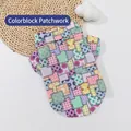Hawaiian style dog shirt with colorful patchwork prints and summer polo collar design - S / Contrast Patchwork Shirt