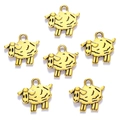 Detailed view of six golden sheep charms made of alloy for DIY jewelry making - Antique Gold