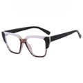 Retro TR90 Blaulichtfilter Brille mit schwarz-violettem Cat-Eye Rahmen im Quadrat - Gestreift Gelee Weiß Schwarz