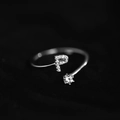 Silver adjustable ring featuring a micro-paved letter P and a brilliant round zircon - Letter P