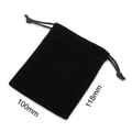 Black velvet jewelry drawstring pouch 100x118mm for storage and gift packaging - Black Large (KQP347-K) / 100mm x 118mm