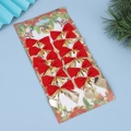 Set di 12 fiocchi natalizi in velluto rosso e glitter oro per decorazioni festive - 12 Pezzi/Scheda / Oro rosso